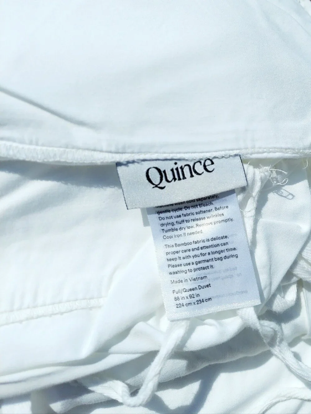 Quince 100% Organic Bamboo Viscose Queen Size Ivory Duvet Cover Set NWOT Preppy